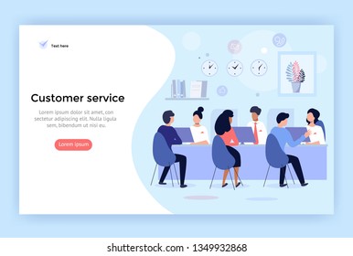 Customer service and advising clients concept illustration,  perfect for web design, banner, mobile app, landing page, vector flat design