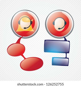 Customer service agent buttons, on grey background, vector illustration