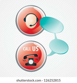 Customer service agent buttons, on grey background, vector illustration