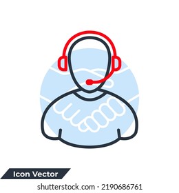 customer service agent with headset icon logo vector illustration. Customer support symbol template for graphic and web design collection