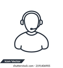 customer service agent with headset icon logo vector illustration. Customer support symbol template for graphic and web design collection