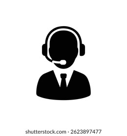 Customer Service Agent with Headset Icon for Bank Support