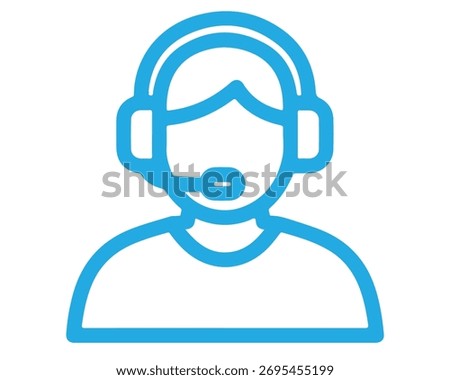 Customer service agent with headset isolated on white background concept of online support, call center, help desk, and assistance for clients communication and problem solving