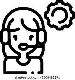 Kundendienst-Agent-Symbol. Design mit dünnen linearen Stilen einzeln auf weißem Hintergrund