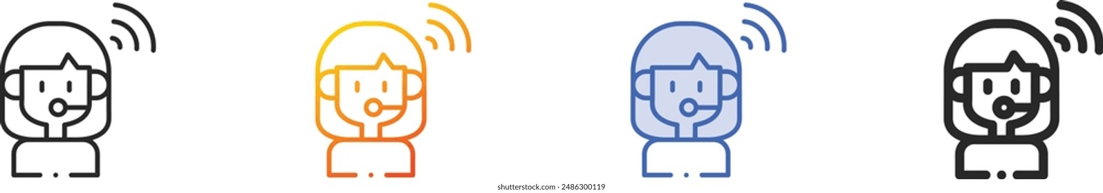 customer service agent icon.Thin Linear, Gradient, Blue Stroke and bold Style Design Isolated On White Background