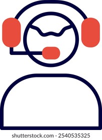 Customer Service Agent Line Red Filled Vector Icon Design