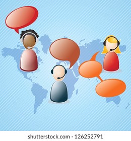 Customer service agent  on blue background, vector illustration