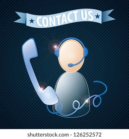 Customer service agent  on dark blue background, vector illustration