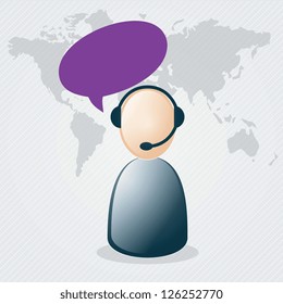 Customer service agent  on grey background, vector illustration