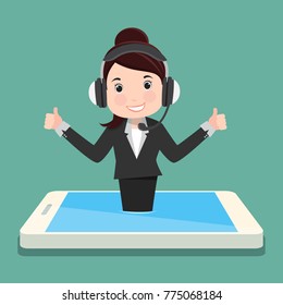 Customer Service. Customer Service Agent. Online Information Technology Concept Illustration.