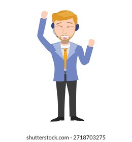 Agente de Servicio al cliente saludando con la mano Ilustración vectorial de pie