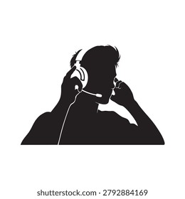 customer service agent wearing headset speaking