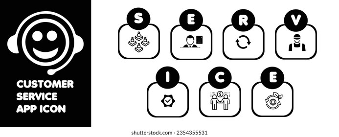 Customer service app icon set black and white color
