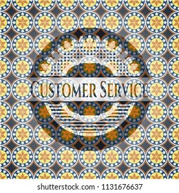Customer Service arabic emblem. Arabesque decoration.