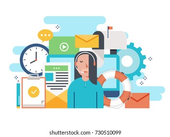 Customer service, customer assistance flat vector illustration. Technical support, online help concept for web banner, business presentation, advertising material