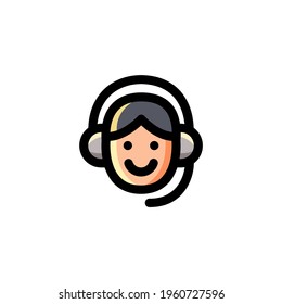 Customer Service Avatar E-Commerce Outline Icon Vector Illustration
