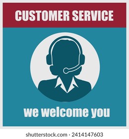 Customer Service banner hand-drawn vector image without AI