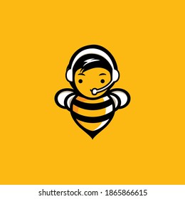 Customer service bee mascot design