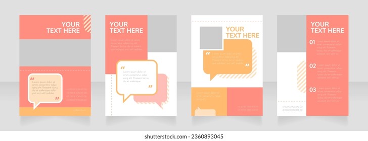 Customer service blank brochure layout design. Info in speech bubble. Vertical poster template set with empty copy space for text. Premade corporate reports collection. Editable flyer paper pages