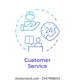 Icono de concepto de degradado azul Servicio al cliente. Elegir una empresa de factoraje. Todo el Servicio al cliente. Ilustración de línea de forma redonda. Abstractas idea. Diseño gráfico. Fácil de usar en el artículo