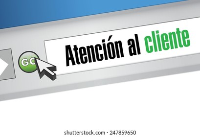 Customer Service browser illustration design in spanish over a browser background