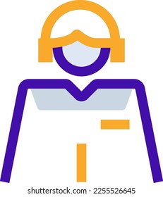 Customer Service business people icon with purple and orange duotone style. Help, support, contact, center, person, call, phone. Vector illustration