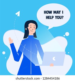 Customer service - businesswoman laptop smile
