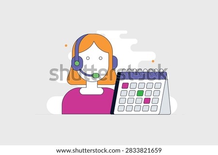 Customer service calendar illustration, vector icon