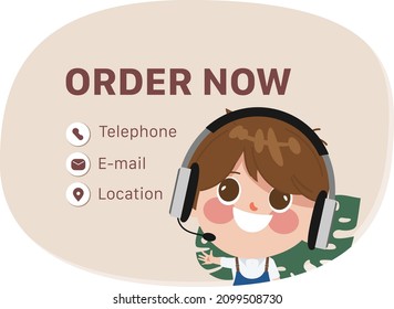 Customer service and call center character. Flat cartoon business people illustration vector design.