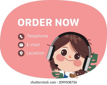 Customer service and call center character. Flat cartoon business people illustration vector design.