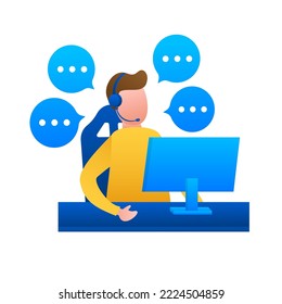 Customer service. Call center landing page. Online support center, assistance. Vector stock illustration
