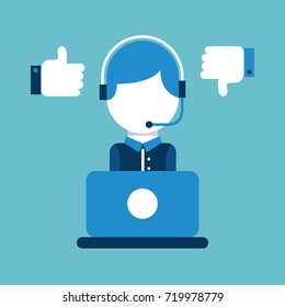 customer service call center operator wearing headphone