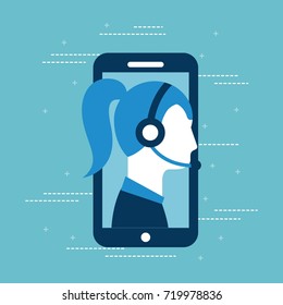 customer service call center operator wearing headphone