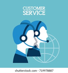 customer service call center operator wearing headphone