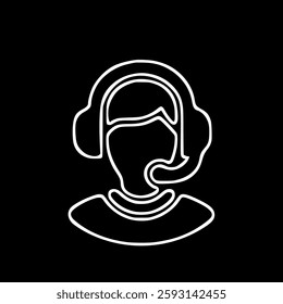 customer service, call center, technical support, support, communication, headphones, headset, icon, line art, graphic, vector, profile, person, user, employee, assistance, help, online support