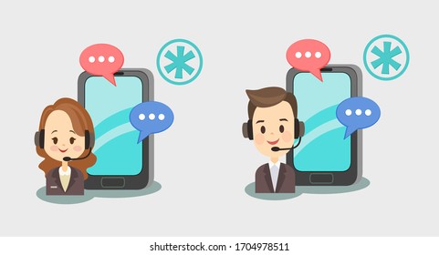 Vector del centro de llamadas de servicio al cliente