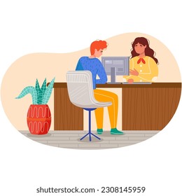 Centro de servicio al cliente para el vector de soporte al cliente