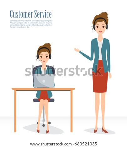 Customer service character. Call Center concept working people. Illustration vector of flat design.