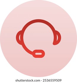 Customer Service Circle Icon with Red Gradient Isolated on White Background