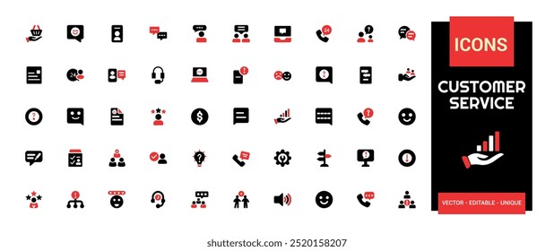 Conjunto de ícones coloridos de atendimento ao cliente. assistência, experiência, feedback, atendimento ao cliente, operadores e ícones de suporte técnico. Coleção de ícones com cores sólidas.