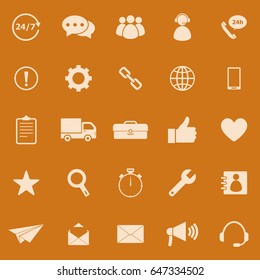 Customer service color icons on orange background, stock vector