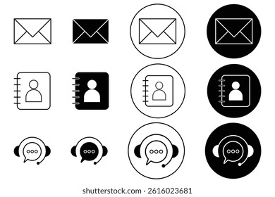 Customer Service and Communication Icons for Business Platforms. Editable Contact Symbol Collection For Mobile, App, Site Vector Illustration.