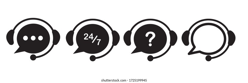 Customer service, communication, operator, internet communication technology concept flat vector set.