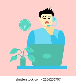 Konzeption des Kundenservice, Betreiber mit Headset für Live-Feedback. Vektorgrafik