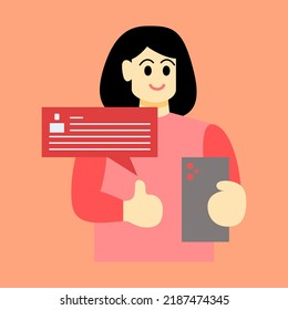 Customer Service concept design, Operator with headset doing live feedback. Vector Illustration