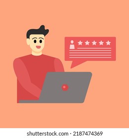 Customer Service concept design, Operator with headset doing live feedback. Vector Illustration