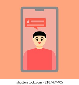 Diseño de concepto de servicio al cliente, Operador con auriculares haciendo comentarios en directo. Ilustración vectorial