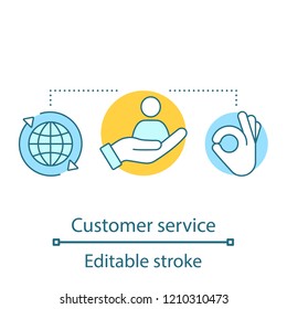 Customer service concept icon. Client management idea thin line illustration. Customer support. Human resources. Vector isolated outline drawing. Editable stroke