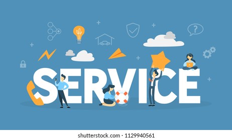 Customer service concept. Idea of operator working in a call center and taking phone calls or helping customers online and giving the problem solution. Flat vector illustration