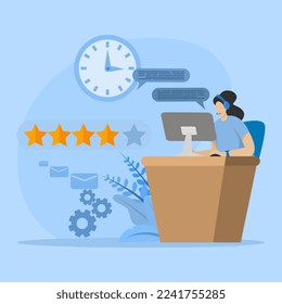 Customer service concept, customer support department staff, remote marketing agency, call center, 24 online global technical support. The hotline operator notifies the customer. hotline flat vector